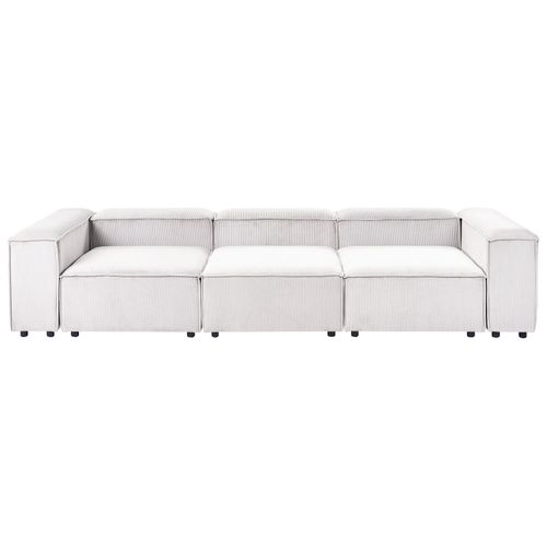 Canapé Modulable 3 Places Ardal Velours Côtelé Blanc Cassé