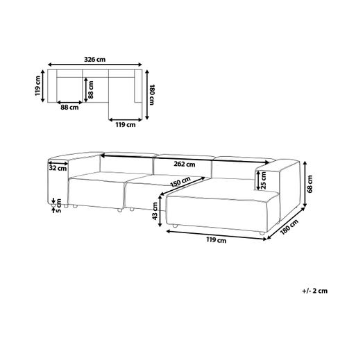Canapé D'angle Modulable 4 Places Ardal Velours Côtelé Blanc Cassé Côté Gauche