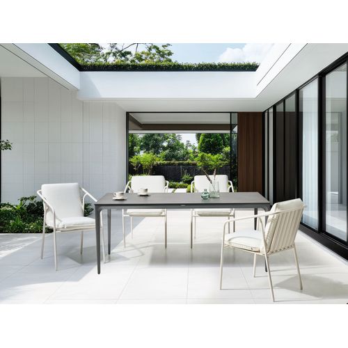 Table De Salle à Manger De Jardin Sovareto 180 Cm 90 Cm Effet Pierre Gris Foncé