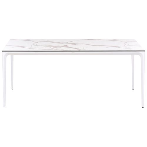 Table De Salle à Manger De Jardin Sovareto 180 Cm 90 Cm Effet Marbre Marbre Blanc