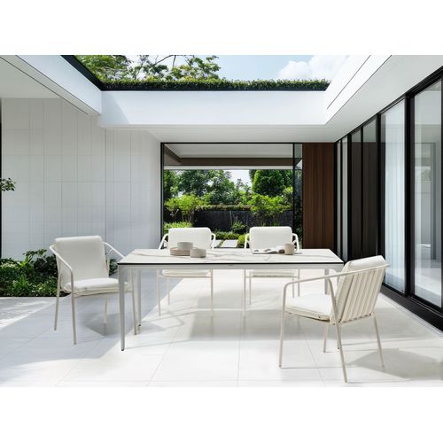 Table De Salle à Manger De Jardin Sovareto 180 Cm 90 Cm Effet Marbre Marbre Blanc