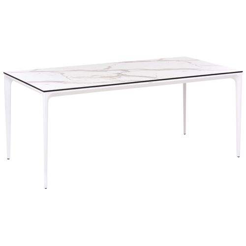 Table De Salle à Manger De Jardin Sovareto 180 Cm 90 Cm Effet Marbre Marbre Blanc