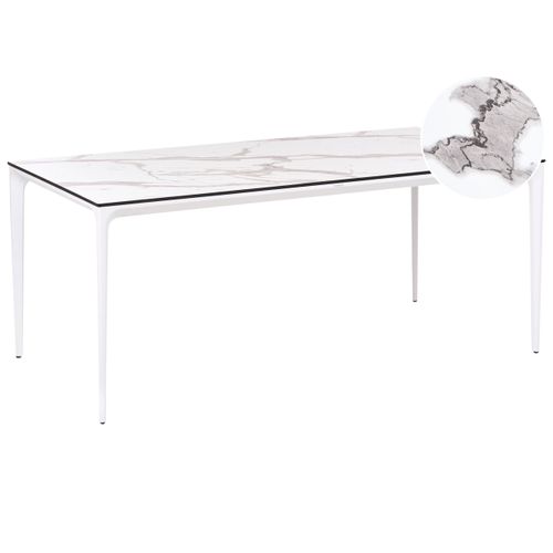 Table De Salle à Manger De Jardin Sovareto 180 Cm 90 Cm Effet Marbre Marbre Blanc
