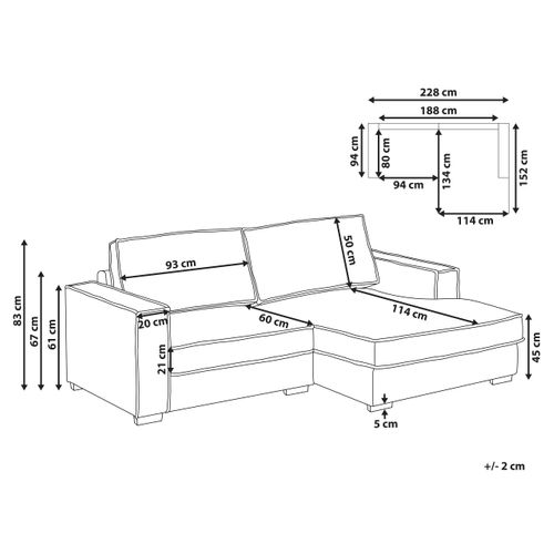 Canapé D'angle Kolding Bouclé Beige Clair Côté Gauche