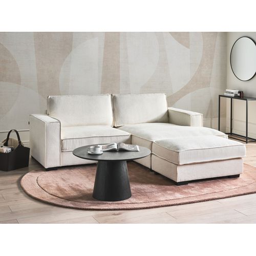 Canapé D'angle Kolding Bouclé Beige Clair Avec Ottoman Côté Gauche
