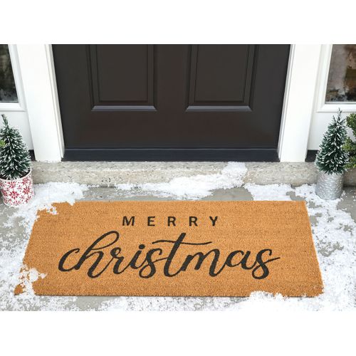 Paillasson Tikub Naturel 55 X 120 Cm Motif De Noël Fibre De Coco