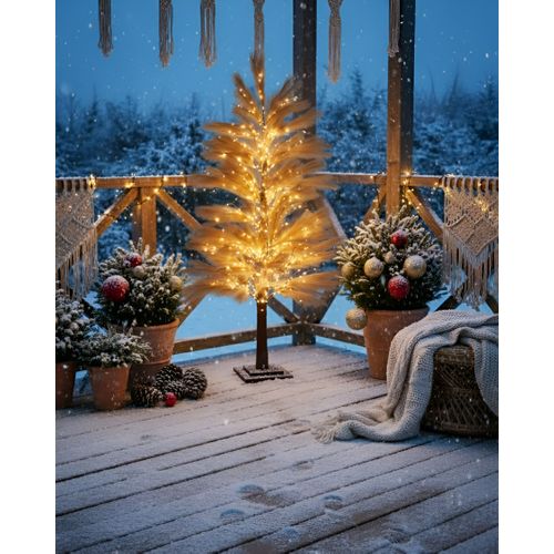 Décoration Extérieure LED Hauganes Arbre De Noël 190 Cm Beige