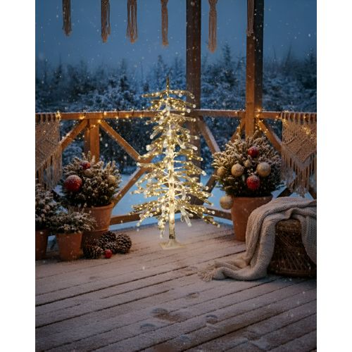 Décoration Extérieure LED Hasslan Arbre De Noël 125 Cm Blanc