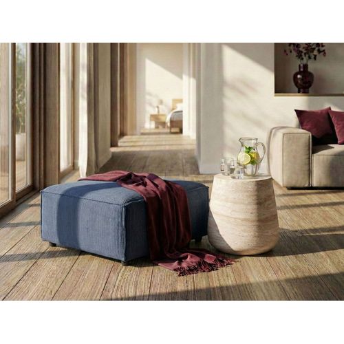 Ottoman Ardal Velours Côtelé Bleu Foncé