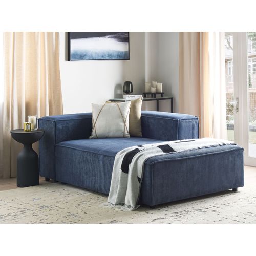 Méridienne Côté Gauche Ardal Velours Côtelé Bleu Foncé