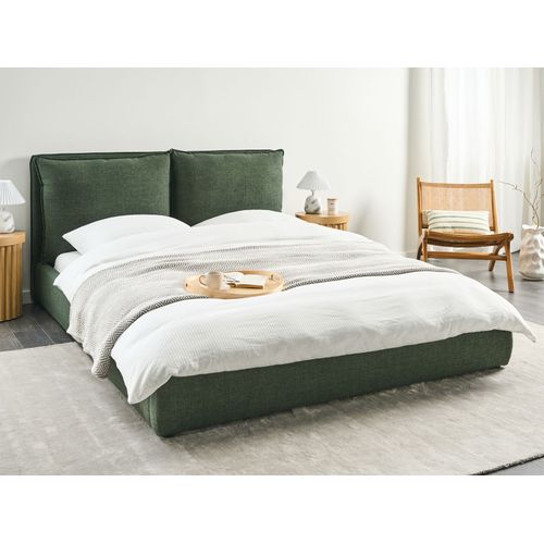 Lit à Eau Tissu Bajonna 160 X 200 Cm Vert Foncé