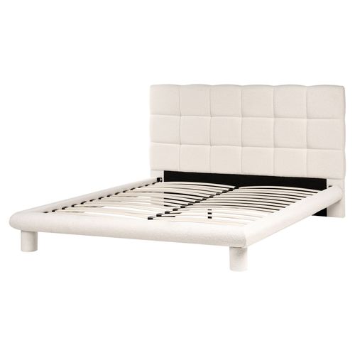 Lit Avec Sommier Bouclé Cressat 160 X 200 Cm Blanc Cassé