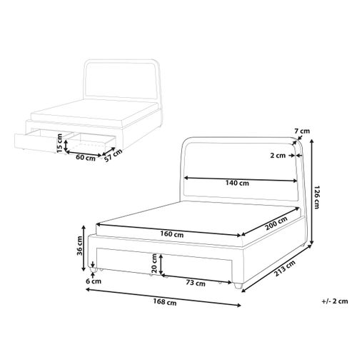 Lit Avec Tiroirs De Rangement Bouclé Sardent 160 X 200 Cm Blanc Cassé