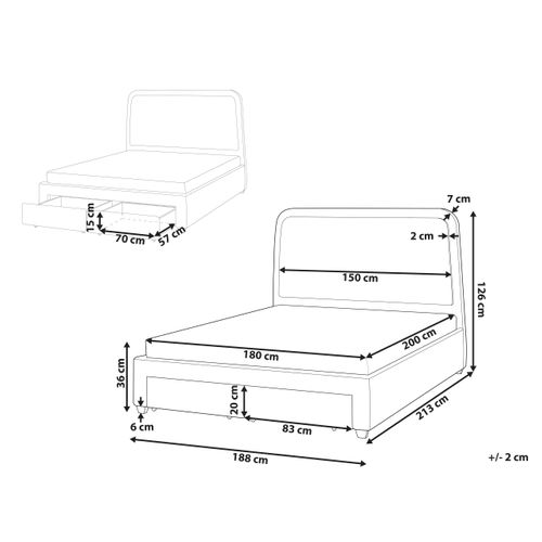 Lit Avec Tiroirs De Rangement Bouclé Sardent 180 X 200 Cm Blanc Cassé