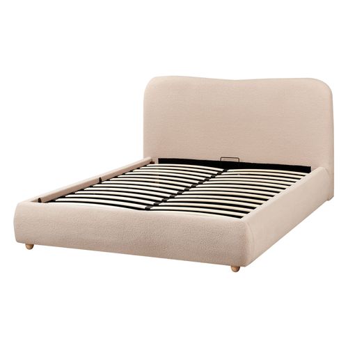 Lit Ottoman Bouclé Blagnac 140 X 200 Cm Beige