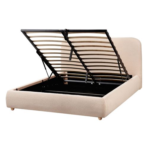 Lit Ottoman Bouclé Blagnac 140 X 200 Cm Beige