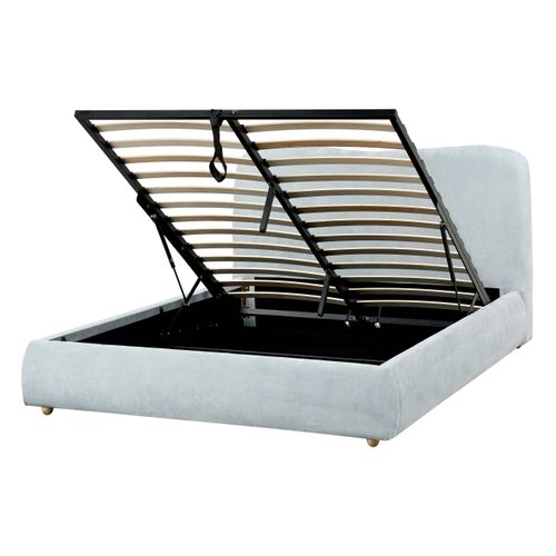 Lit Ottoman Tissu Blagnac 140 X 200 Cm Bleu Clair