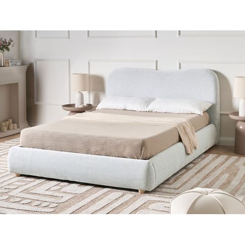 Lit Ottoman Tissu Blagnac 140 X 200 Cm Gris Clair