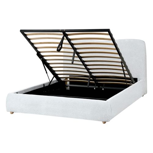 Lit Ottoman Tissu Blagnac 140 X 200 Cm Gris Clair