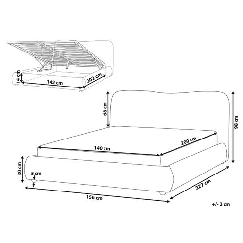 Lit Ottoman Tissu Blagnac 140 X 200 Cm Gris Clair