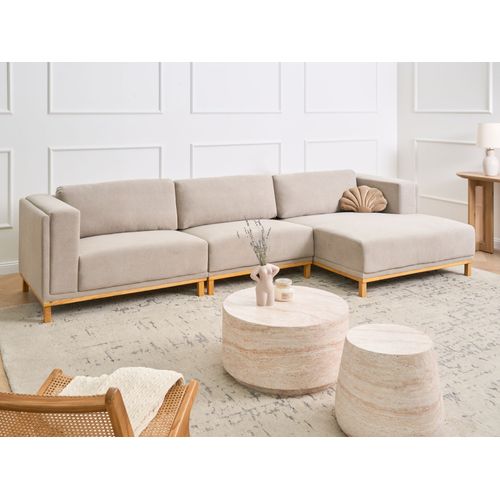 Canapé D'angle 5 Places Veng Tissu Taupe Côté Gauche