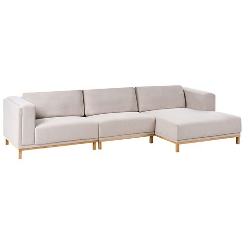 Canapé D'angle 5 Places Veng Tissu Beige Clair Côté Gauche