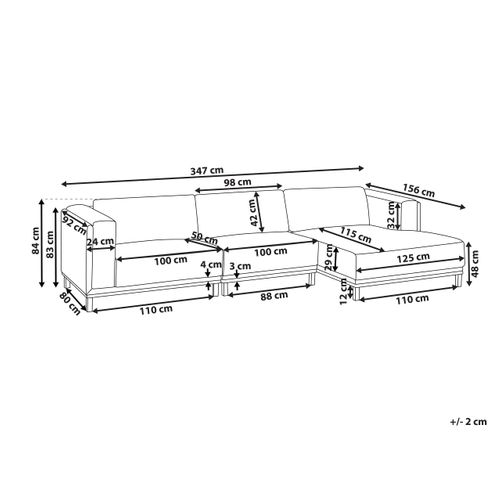 Canapé D'angle 5 Places Veng Tissu Beige Clair Côté Gauche