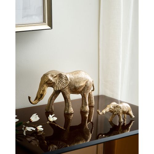 Lot De 2 Figurines Éléphant Sedlari Métal Doré