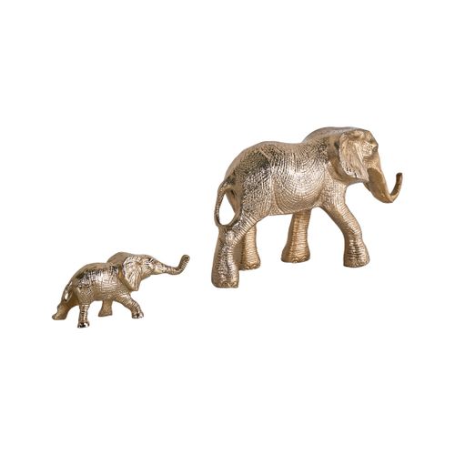 Lot De 2 Figurines Éléphant Sedlari Métal Doré