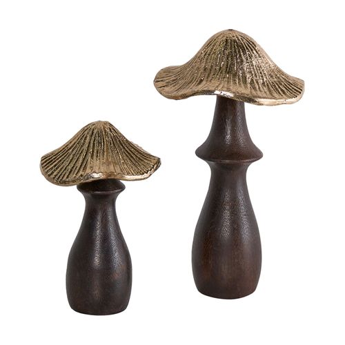 Lot De 2 Figurines Champignon Dubljani Noir/doré
