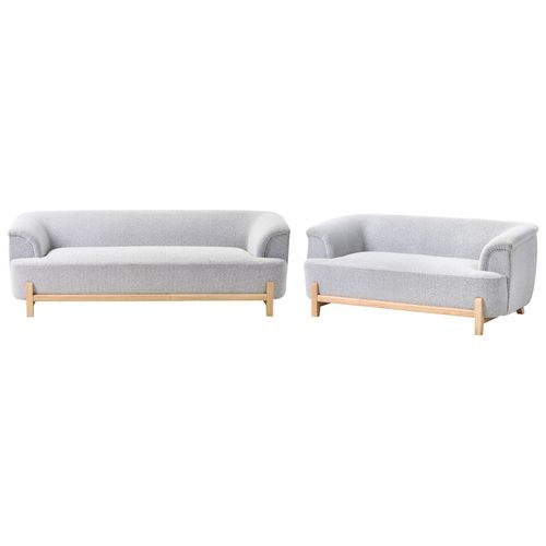 Ensemble De Salon 5 Places Alnor Tissu Gris Clair