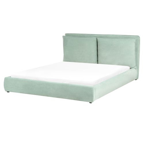 Lit Avec Sommier Velours Bajonna 160 X 200 Cm Vert Menthe
