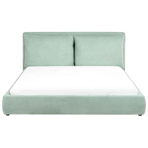 Lit Avec Sommier Velours Bajonna 180 X 200 Cm Vert Menthe