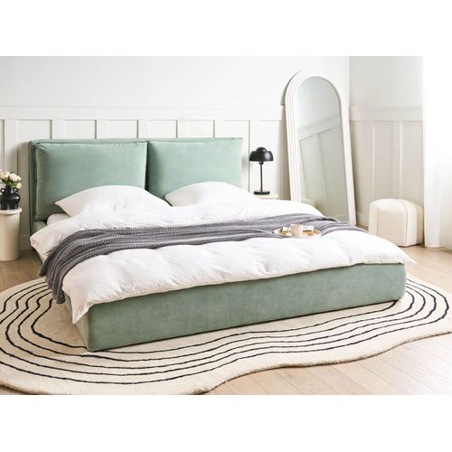 Lit Avec Sommier Velours Bajonna 180 X 200 Cm Vert Menthe
