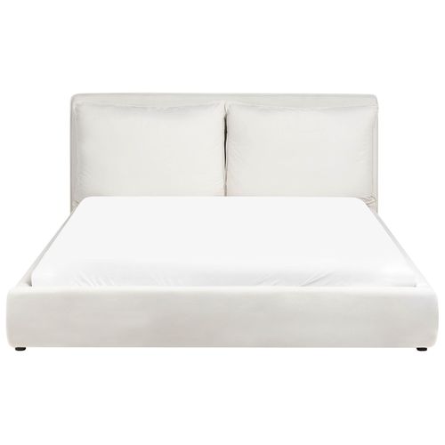Lit Avec Sommier Velours Bajonna 180 X 200 Cm Blanc Cassé