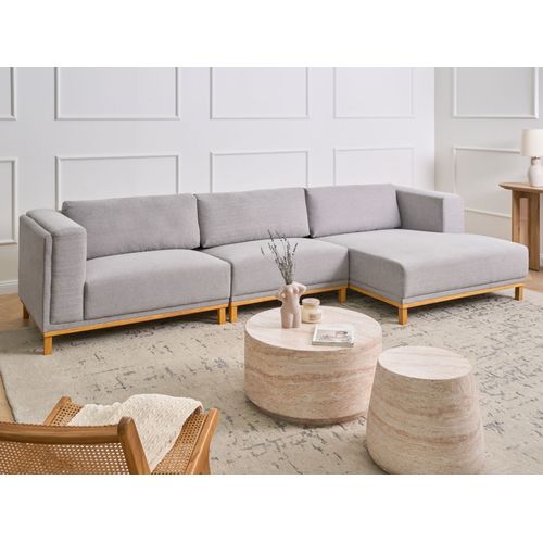 Canapé D'angle 5 Places Veng Tissu Gris Côté Gauche