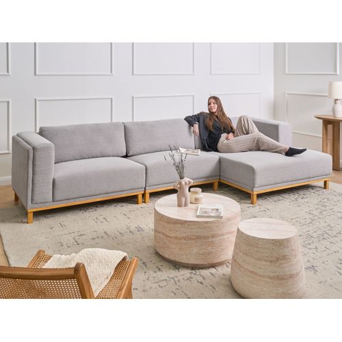 Canapé D'angle 5 Places Veng Tissu Gris Côté Gauche