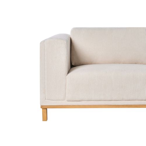 Canapé D'angle 5 Places Veng Velours Côtelé Beige Clair Côté Gauche