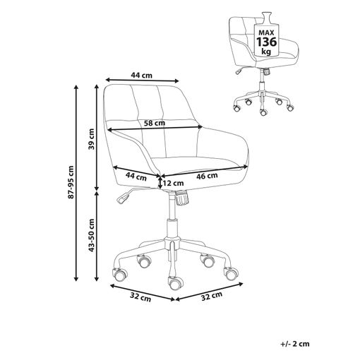 Chaise De Bureau Palmdale Velours Marron
