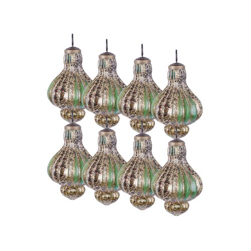Lot De 8 Boules Brillant Verre Vert
