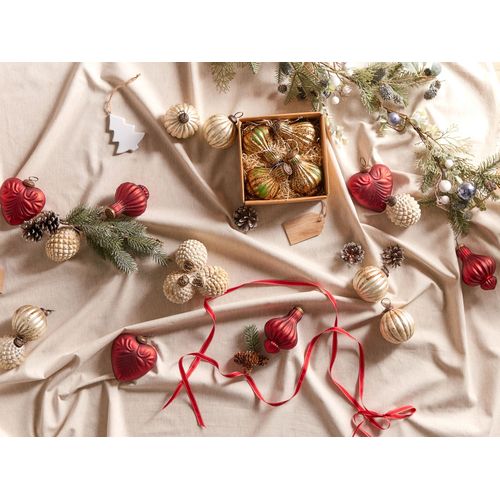 Lot De 8 Boules Feriable Verre Rouge