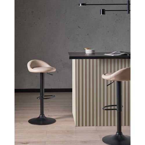 Lot De 2 Tabourets De Bar Meeder Cuir Pu Beige Clair