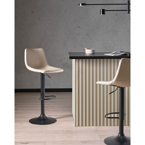 Lot De 2 Tabourets De Bar Lebrija Cuir Pu Beige Clair