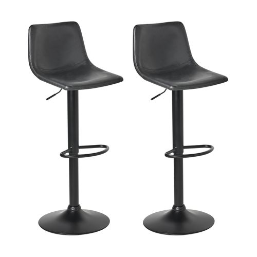 Lot De 2 Tabourets De Bar Lebrija Cuir Pu Noir