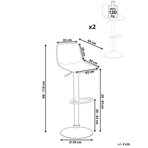 Lot De 2 Tabourets De Bar Lebrija Cuir Pu Noir