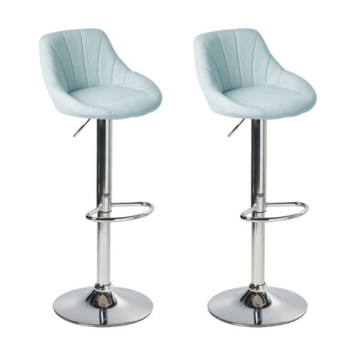 Lot De 2 Tabourets De Bar Lucca Tissu Bleu Clair