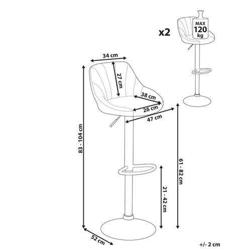 Lot De 2 Tabourets De Bar Lucca Tissu Bleu Clair