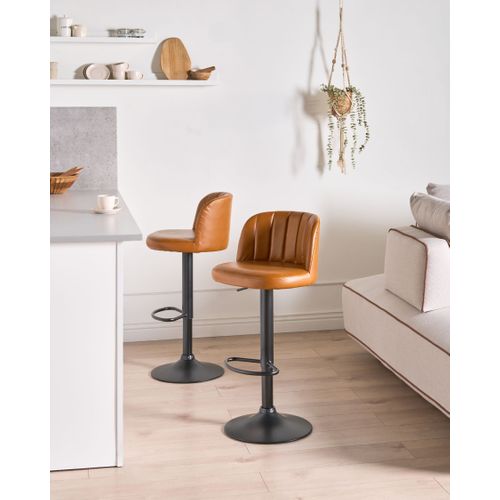 Lot De 2 Tabourets De Bar Vlore Cuir Pu Marron