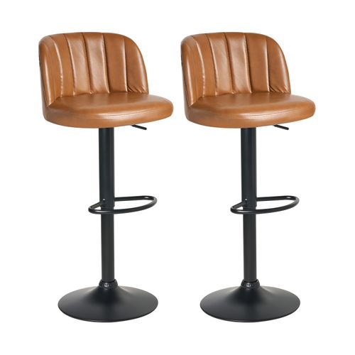 Lot De 2 Tabourets De Bar Vlore Cuir Pu Marron