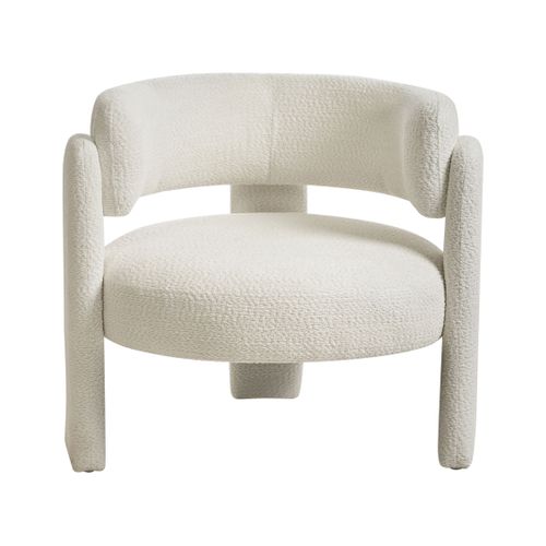 Fauteuil Burea Tissu Chenille Blanc Cassé